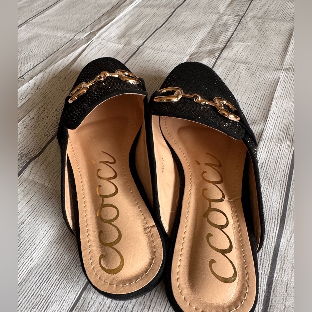 Coconuts by Matisse Blk Rhinestone Mule Loafers Gld Horsebit SlipOn Shoes 0033 - Picture 3 of 4